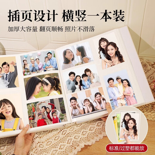 开亿大相册本大容量纪念册家庭1000张插页567810寸照片情侣宝宝成长记录册混合尺寸相片定制收纳册影集 家和万事兴【国风款】 礼盒-混装567810寸694张【横竖/塑封】