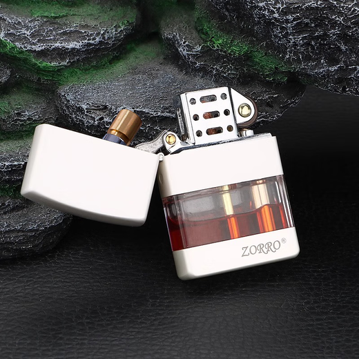 Zorro kerosene lighter windproof transparent compartment visible cover mid-cover lighter oil leakage to prevent the father's boyfriend's birthday gift Sand Silver Z690-201