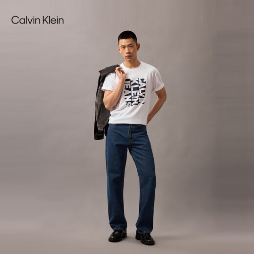 Calvin KleinJeans25 Spring and Summer Men's Casual Commuter ck Letter Print Pure Cotton Knitted Short Sleeve T-Shirt 4RB832G YAA-Moonlight White M