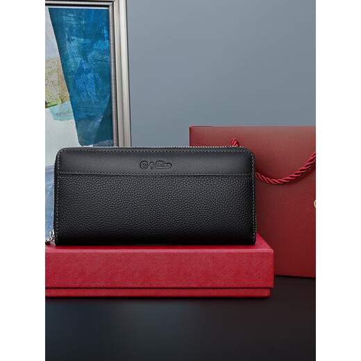 Jinlilai Casual und modische Kuhläden -Herren -Tasche Lange Brieftasche mehrere Kartenhandtaschen Geschenkbox Geburtstagsgeschenk für Freund