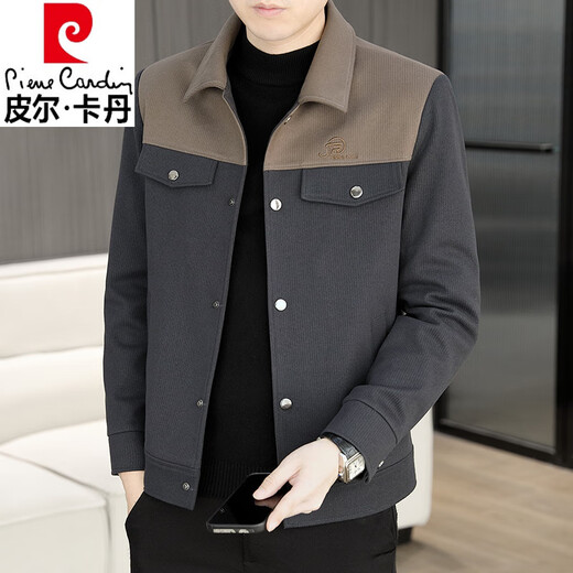 
Pierre cardin jacket men's jacket spring and autumn fashion and casual new high-end embossed men's youth lapel autumn top 826 black (authentic) 4XL (175-190Jin[Jin equals 0.5 kg])