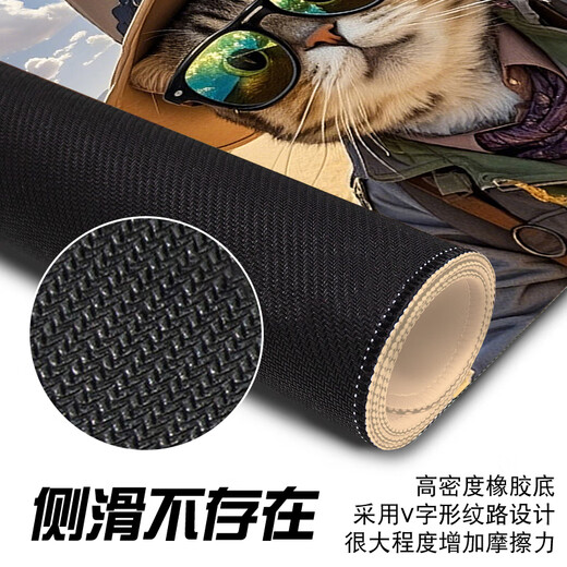 趣味极呆萌小猫狗鼠标垫宿舍桌子可爱少女桌垫护腕卡通笔记本电脑防滑鼠垫可定制简约百搭高颜值加厚锁边 14079 晒太阳 800毫米*300毫米*5毫米
