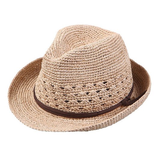 Mr DUCK imported Rafi hats for men and women can wear summer foldable hand-woven straw hat beach sun hat top hat MS17008-Material color M size (suitable for 56-59CM)