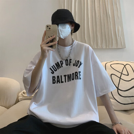 Camiseta simple y versátil de manga corta de color burdeos de la mano de moda de verano de peso pesado de verano White Xiwang B679 + M +