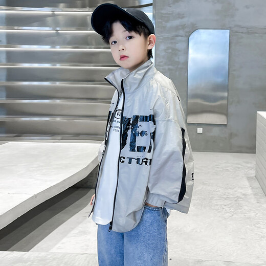 G.DUCKIDS children's clothing boys' sun protection clothing summer jacket 2025 new children's summer medium and large children's thin sun protection clothing summer style trendy gray 160 cm