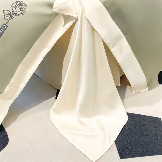 Zhewei Xiaoqing Summer Washing Ice Silk Silk Bedding Sheet Four-Piece Silky Naked Sleeping Quilt Cover Bedding SN7371 Luo Yisha Light Green - Milk Cover [Silky Naked Feel] 0.9 Dormitory Bed Three-Piece Quilt Cover 150*200 Bed Sheet Style '