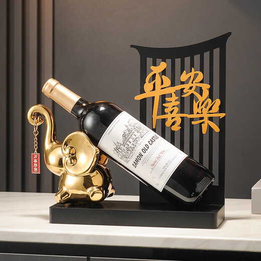 胖东来品质红酒架摆件创意新中式平安喜乐大象装饰品客厅酒电视柜 1105福树