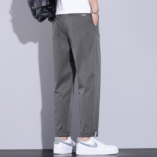Danjun Business Straight Pantals Casual Pantals Men's 2025 Spring and Automne New Loose Sports Nine-Credit Pants Men's Summer EW_1049 Gray XL
