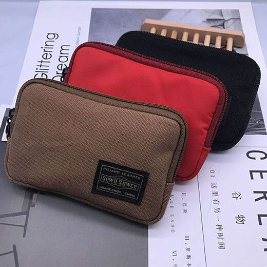 Orange japanische Männer und Frauen personalisierte Reißverschluss Kurzmünze Brieftasche Clutch Coin Card Bag Min Pocket Bag Aufbewahrung Beutel schwarzer Leinwand [klein]