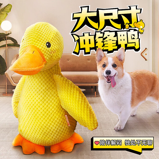 Huayuan Pet Toy (hoopet) Dog Toy Sounds Self-Happiness to Relieve Boredom Plush Doll Charge Yellow Duck Big Dog Teething Artifact Bite-Resistant Pet Supplies