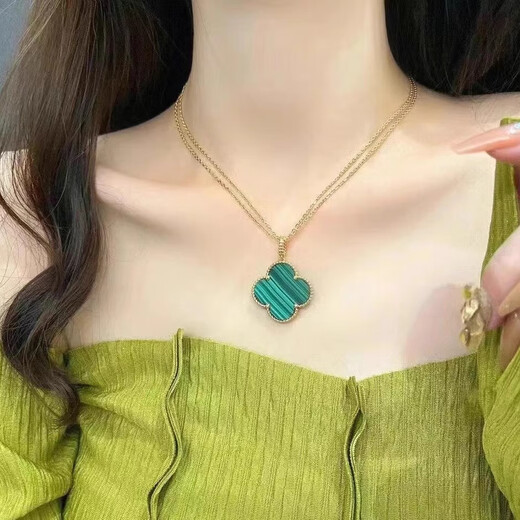 Shienmanbaolu 18K gold four-leaf clover pendant au750 clavicle chain necklace versatile high-end gift for girlfriend Valentine's Day non-mold 18k gold red agate (single pendant) 20mm (if necessary, contact customer service to receive a free chain)