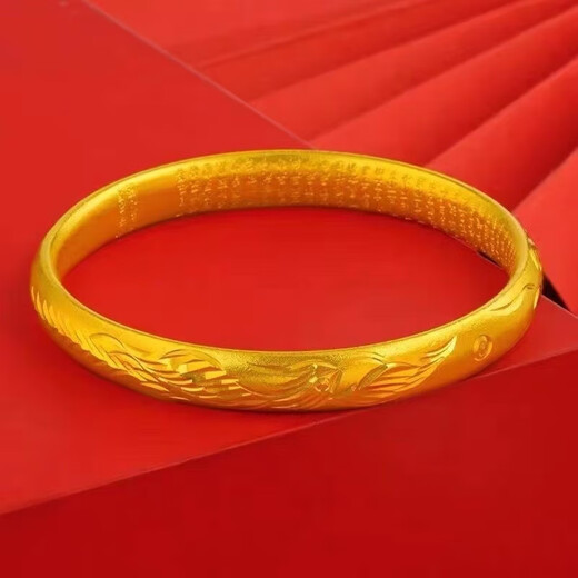 Lingmeng 9999 real gold bracelet for women new fashion solid dragon and phoenix in auspicious gold color bracelet gift 20.9g 64 ring mouth 125-150Jin Jin equals 0.5 kg to wear