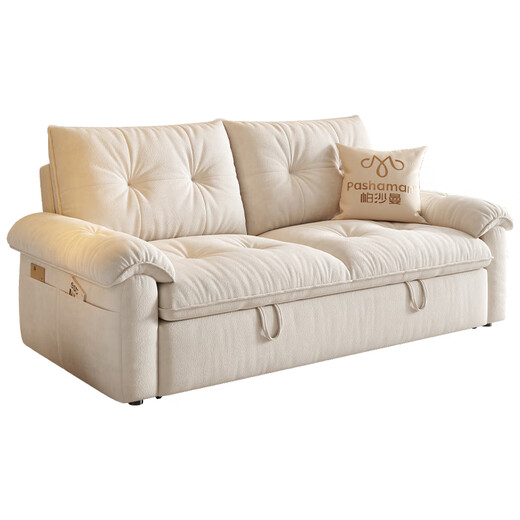 Pashaman removable and washable fabric sofa small apartment sofa bed all-in-one dual-purpose cream style folding Yunchao sofa 2812ZF 1.45m double seat removable and washable design comfort version cat scratch cloth TY24K velvet cotton + bamboo charcoal sponge