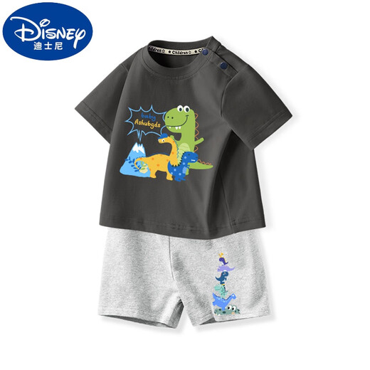 Disney Boys Anzug 2025 Sommer neuer Stil kleiner und mittelgroßer Kinderbaby Kurzärmel-Shorts zweiteiliger Set von Kinderkleidung für Kinder Baumwolle Heißverkauf AP1888 White + I13931K Grau 105 cm