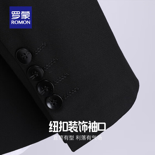 ROMON Men's Suit Suit 2025 Spring New Business Casual Professional Suit Western and Middle Youth Suit Black M (170)