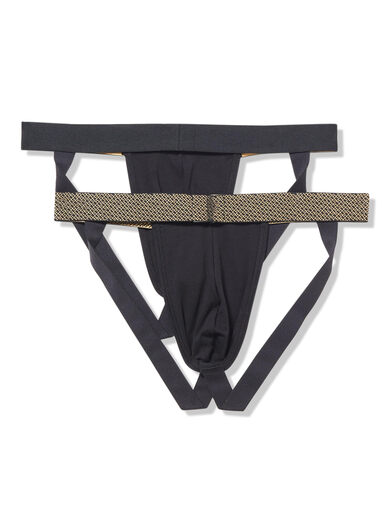 BOSS Men's Sexy Thongs 2-Pack Comfortable and Breathable Black Crow Medium