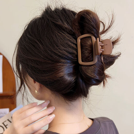 Hesiyu Korea's extremely simple square hairpin hair accessories shark clip for the back of the head with small hair volume small small clip for women's broken hair clip square small clip - black