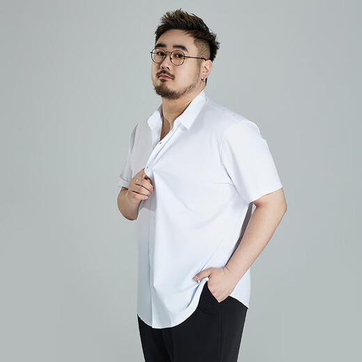 Ayou Fat Summer Loman большой размер рубашка рубашка льда Elastic Loak Business Casual Rilling Runte Men Men Men