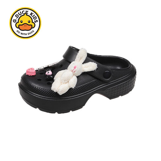 G.Duckkids Bags de la cabeza para niños Aguas del agujero de los zapatos de verano 2025 Sandalias de muñecas de oso de verano zapatos de playa versátiles versátiles negros 28 28-29