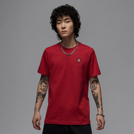 
Nike (NIKE) Jordan official Jordan men's pure cotton printed T-shirt summer new knitted cotton IB7529 687 fitness red/black 2XL