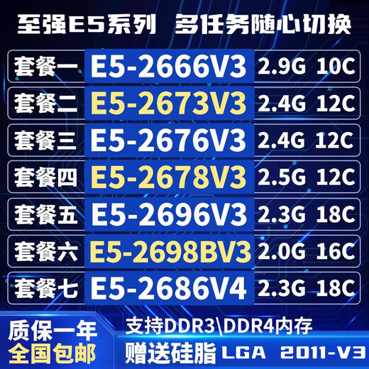 
EOENKK Xeon E5-2666v3-2673v3-2676v3-2678v3-2696v3-2698BV3 2686v4 processor E5-2673V3 [12 core 24 threads 2.4G] LGA-2011-3