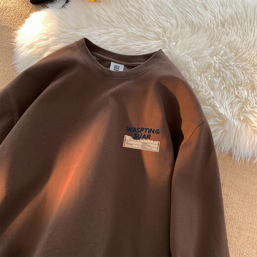 Schwere amerikanische Retro-Baumwolle langärmelige T-Shirt-Männer Frühling und Herbst Ins Trendy Marke Lose und vielseitig übergroß