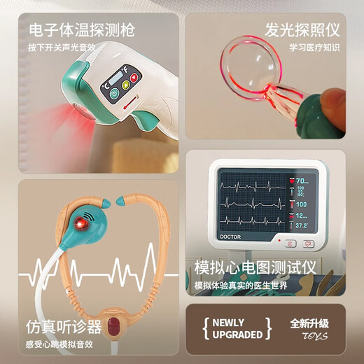 Eaglestone Children's Girl, Doctor Toys Juego de niñas Simulación de alta gama Jugador Juguetes Juguetes Pequeñosa médica DOMT Medical y Light Medical Car [Stethoscope + Hand Gift Box] 3-6-10 años Juguetes de regalo de cumpleaños para niños y niñas