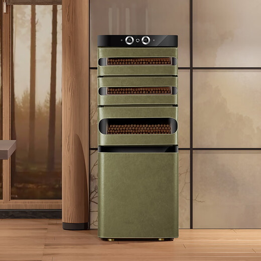 Afidano cigar cabinet constant temperature and humidity control eggplant inverter compressor with fingerprint lock imported cedar wood box high-end cowhide ammonia removal and moisturizing home office WIFI remote Qingchuan green custom leather (45 days)