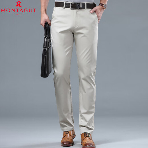 Montagut Business Pantals décontracté pour hommes 2025 Été mince pantalon de coton haut de gamme en coton haut de gamme 9928-1 kaki 29