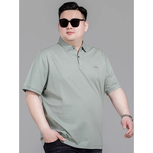 Large size short-sleeved polo shirt men's summer business casual plus fat enlarged loose versatile simple lapel T-shirt trendy-L07 black 5XL -Weight 190-210Jin Jin is equal to 0.5 kg