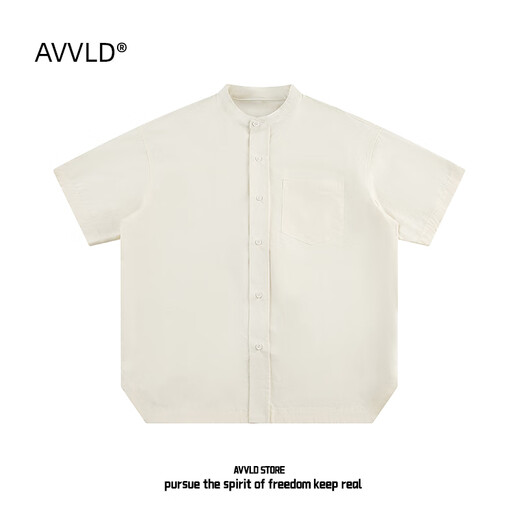 AVVLD summer henley collar short-sleeved shirt for men 2025 new pure cotton solid color loose simple casual boys shirt jacket navy blue 2XL