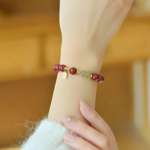 小红书同款仿帝王紫金砂朱砂手串福禄平安玉葫芦手链国风女款 8mm福牌葫芦