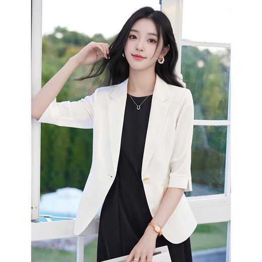 Troman early autumn white suit jacket women's thin high-end professional wear women's temperament commuting OL workplace suit