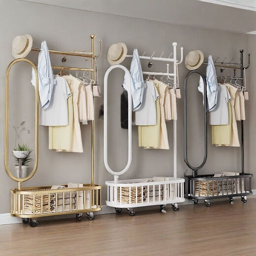 Verdickte bodengehende Kleiderbügel super dicke Schlafzimmer Haushalt drehen Ganzkörper-Dressing-Spiegel Multifunktion leichter luxuriöser Kleiderbügelbodenstil Gold GOLGS GOLSE MIT MILROR 100 CM