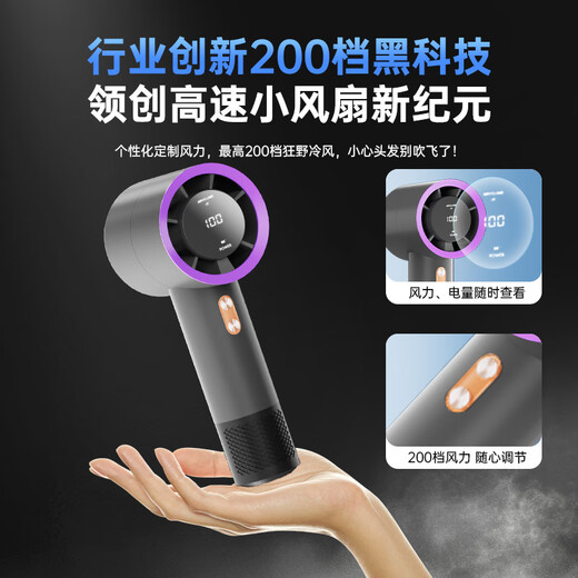 Xiaojin 16 Air Conditioner Cool Wind Handheld Fan Refrigeration Air Conditioner Mini Portable Silent Turbine Desktop Small Wind Cannon High Speed High Wind Charging Fan Student Super Long Battery Life Top Version 200 Levels Whole Body Cooling丨16 C Surging Cold Wind丨Purple Super Long Battery Life Get Free with Order丨2 Year Warranty Only Replacement Not Repair