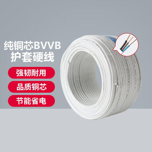 正泰（CHNT）国标铜芯电线15254平方BVVB护套线 BVVB-2*6白(100米_卷) 1cm_1排_1AWG