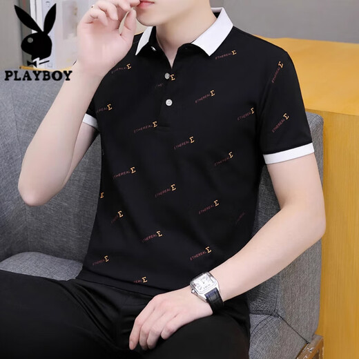 花花公子（PLAYBOY）夏季短袖t恤男2025新款翻领polo半袖衫冰丝男装上衣 679白色 XL 135-145斤