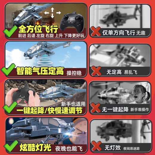 爸爸卫士 DADDY GUARD遥控飞机直升机儿童玩具男孩6-12岁战斗机阿帕奇无人机小学生礼物 【绿色】自动定高+一键起飞