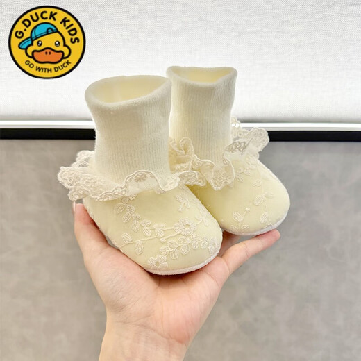 G. Duckkids Spring and Automne Baby Chaussures de 0 à 1 ans Bébé Soft Sole Prévention de la perte 6-12 mois Chaussures et chaussettes Princess Beautiful 12 Longueur intérieure CM