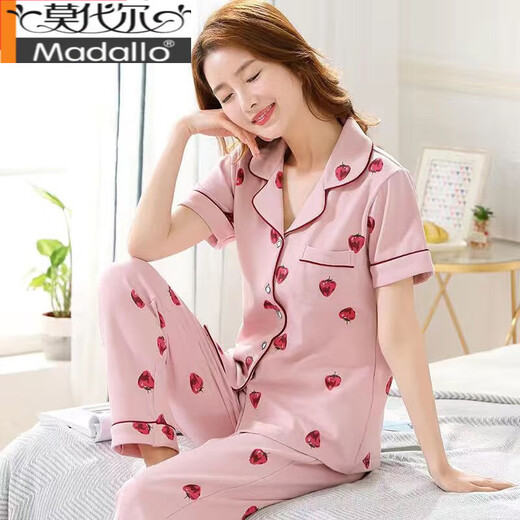 Modale Mutter mittleren Alters purer Baumwollpyjamas Frauen Sommer kurzärmelige Hosen Plus Size Casual Cardigan Anzug Dünne Heimkleidung Y9922 XL 120-140