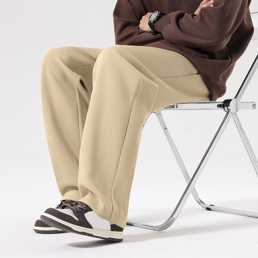 MINISO straight-leg pants men's heavyweight casual trend spring and autumn youth loose and versatile drapey sweatpants black L