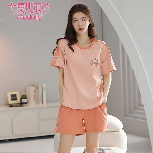 莫代尔睡衣女款夏季纯棉短袖短裤甜美薄款全棉休闲学生家居服套装可外穿 Z9855 主图款 M 建议80-100斤穿