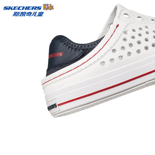 Skechers Children's Shoes Women's Autumn New Slip-on Children's Crocs One-Shoe Two-Wear Casual Breathable Sweat-wicking Sandals White/Navy Blue/Red/WNVR 27.5