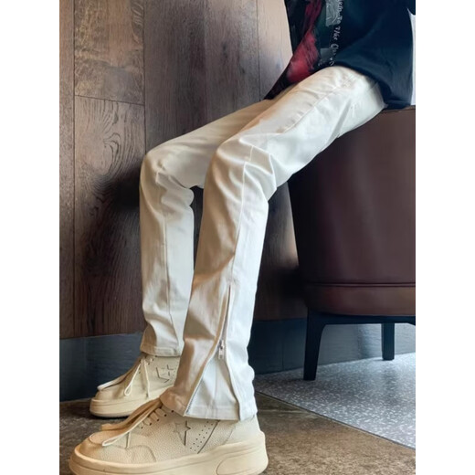 Meiyao White Slim Jeans Herbst und Winter American Vibe Style Hosen hübsches Reißverschluss, die Zahnräder hochgeschnitten und leicht ausgestattet gerade Hosen schwarz (K841) 3xL empfohlen 155-165jin [Jin gleich 0,5 kg]