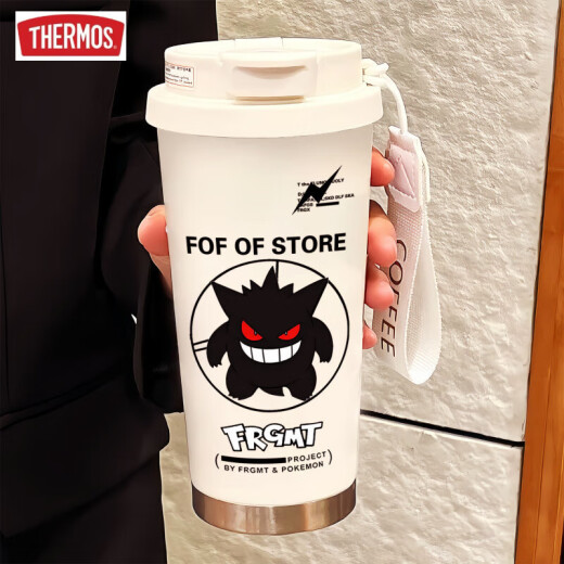 Thermos creative Geng Gui Thermo Copa Gran capacidad Copa de agua de paja Portable Doble Coffee Coffee Modelo Nuevo belleza de alto contenido de belleza para hombres y mujeres BXAB13795 Polvo fantasma + con cordón de cerámica Interior