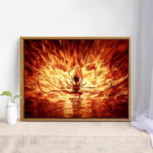 Nezha Digital Oil Painting 2025 NEU NEZHA 2: DEMON-SEA DIGITAL OIL MALER MALES BEIMALTED GRAFFITI Cartoon LL12147 30*40 cm Dicke Innenrahmen + schöner äußerer Rahmen [
