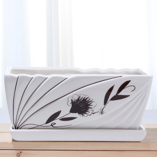 Maceta de flores de cerámica rectangular con plástico de paleta al por mayor de escritorio personalizado simple planta suculenta banyan banyan maceta rectangular-12108 bandeja de separación de flores marrones mediano