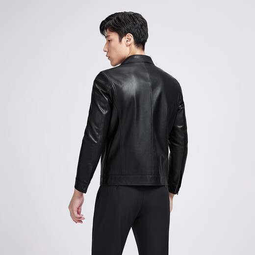 
Jinlilai [top layer cowhide] autumn and winter new leather jacket for men's retro fashion lapel single-breasted jacket black-99 2XL 185/100A Recommended 150-160Jin [Jin equals 0.5 kg]