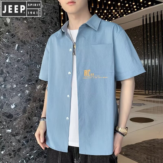 Jeep (Jeep) Camisa de verano de verano La marca retro de manga corta de manga corta de manga de mangas a gran tamaño de la camisa de la camisa japonesa del bolsillo de la camisa japonesa American Japanes