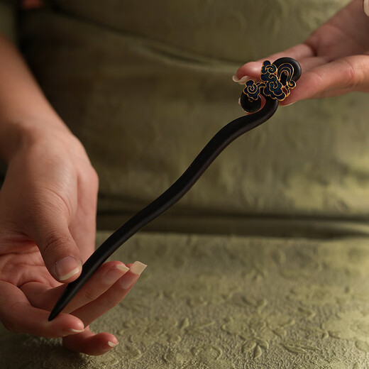 Su Shiliu ebony hairpin Xiangyun ancient style wooden hairpin Chinese style Hanfu hairpin birthday gift for wife and mother Xiangyun ebony hairpin